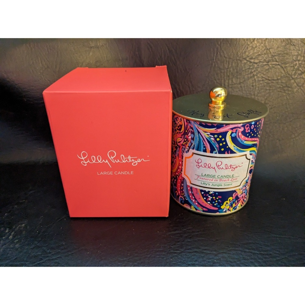 Lilly Pulitzer Beach Loot Large Candle Lilly s Jungle Scent Lidded Soy Blend NEW